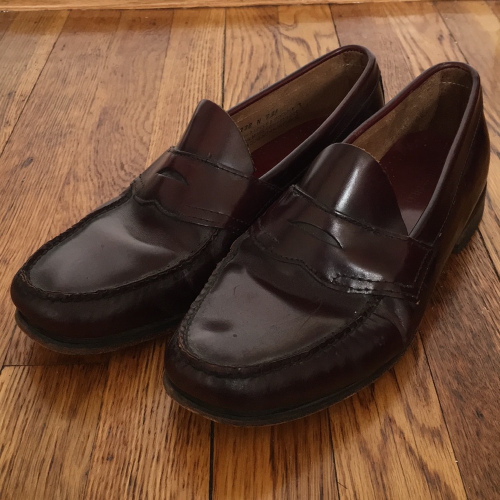 G.H. Bass Burgundy Box Leather Penny Loafer